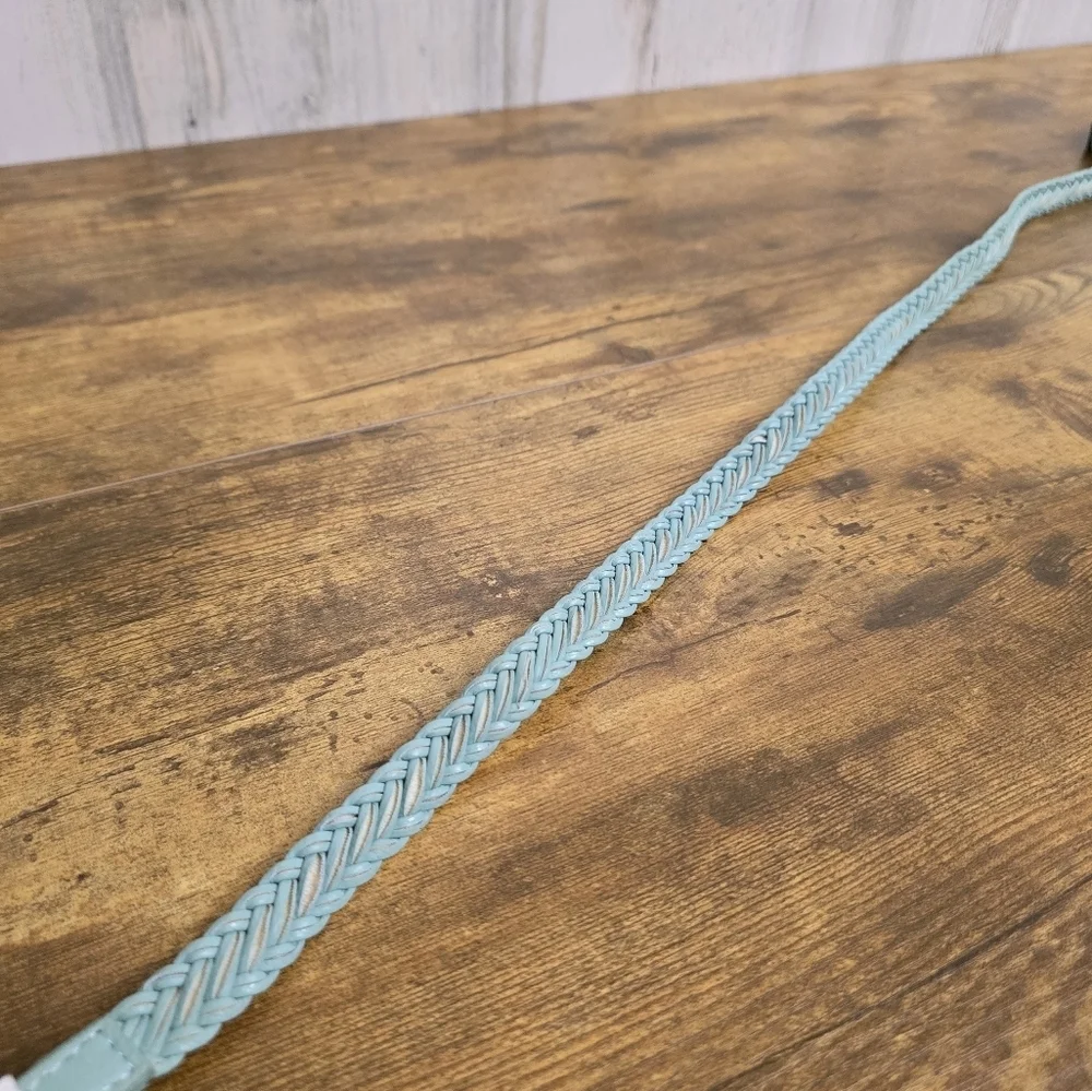 womens light blue braided fashion belt size medium unbranded